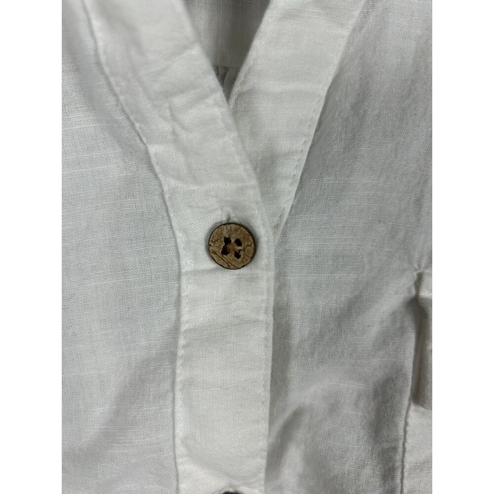 dā-sh White Cotton Roll-Tab Sleeve Front-Knot Button-Down Blouse, Size M - Picture 8 of 9